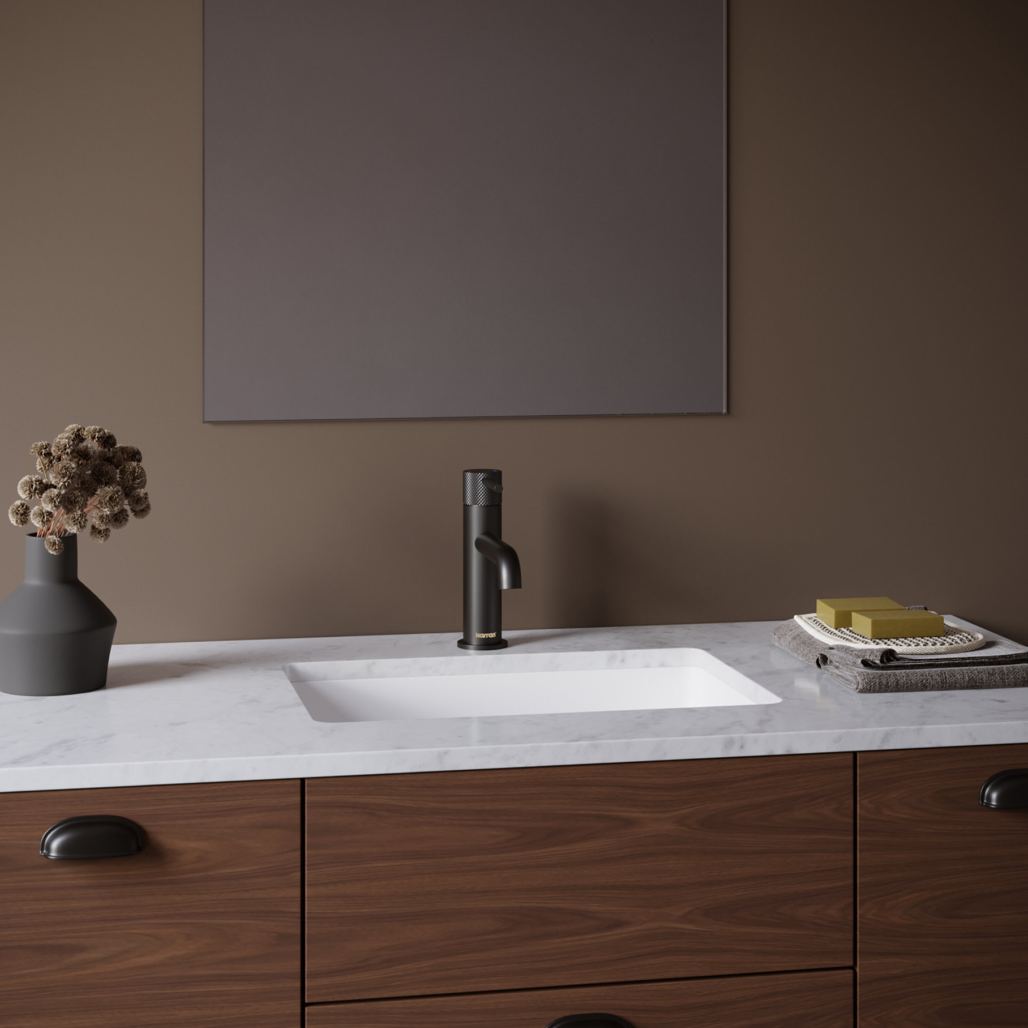 Karran 1-Handle 1-Hole Bathroom Faucet With Pop-up Drain, Matte Black