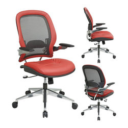 Back Executive Leather Office Chair with Red Leather Seat - Office Chairs