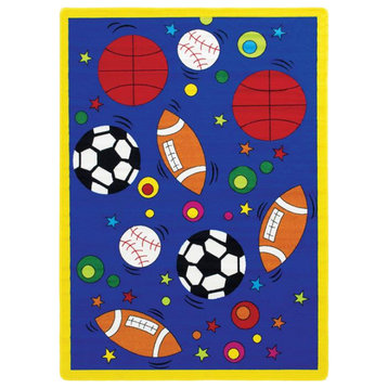 Furniture of America Baffy Fabric Sports Balls Multi-Color 5'x7' Area Rug