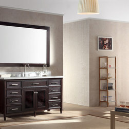 61 inch Cottage Double Sink Bathroom Vanity Set in Espresso Finish - Bathroom Vanities And Sink Consoles