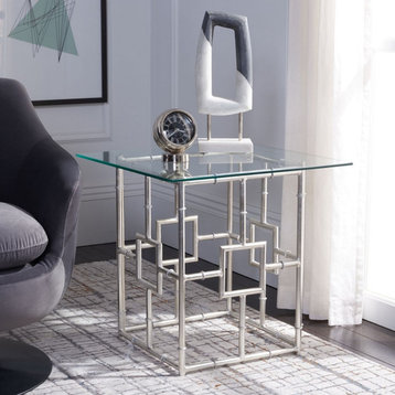 Merrel Glass Top Accent Table Silver/Clear