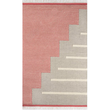 Novogratz Karl Jules Hand Woven Wool Blend Area Rug, Pink, 5'x7'6"