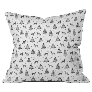 Little Arrow Design Co Winter Deer In Black Watercolor Outdoor Throw Pillow