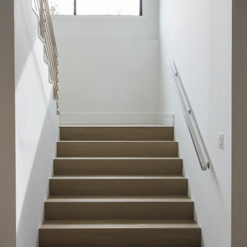 75_Modern Stairway: White Oak & Stainless Steel Balustrade, McLean VA 22101