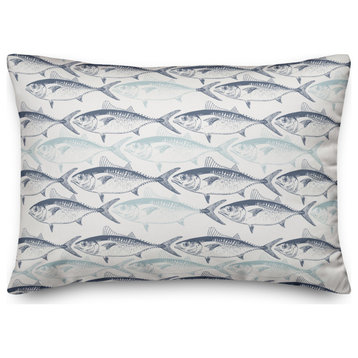 Blue Fish School 14x20 Spun Poly Pillow