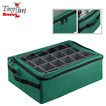 Ornament Storage Box Zippered Lid Organizer 48 Individual Compartments Dividers