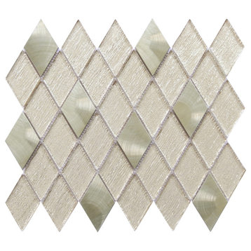 Ballagh 9.9"x12" Diamond Glass Mosaic Mix Wall Tile, Champagne, Box of 15