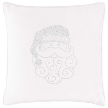 Sparkles Home Rhinestone Santa Pillow, White Velvet, 20x20