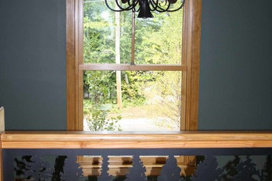 Example of a mid-sized classic hallway design in Boston with blue walls