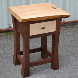 Live Edge Maple King Sized Bed with Walnut Posts and Matching Nightstands - Bedroom Furniture Sets