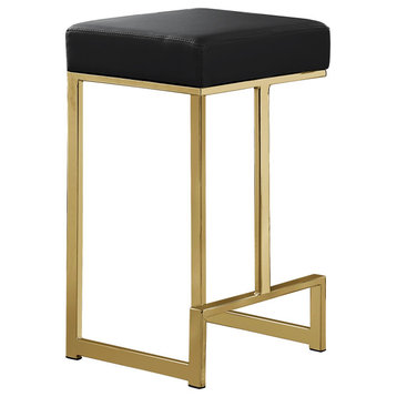 Jakob Backless 25" Counter Height Stool, Gold, Set of 2, Black