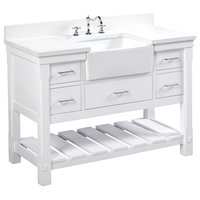Charlotte Bathroom Vanity, Base: White, 48", Top: Quartz, Single Sink