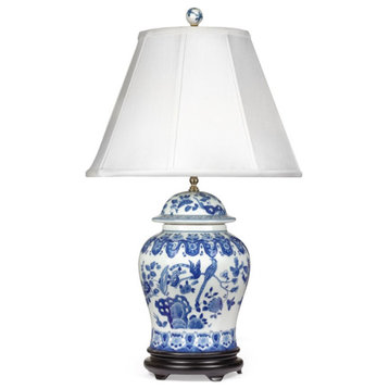 Blue & White Round English Jar Lamp