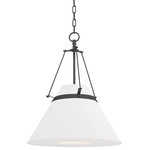 Hudson Valley Lighting - Clemens 1 Light Pendant, Old Bronze Finish, White Shade - Features: