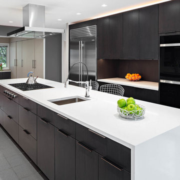 Clean lines create a sleek look for this modern kitchen