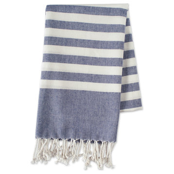 DII Nautical Blue 1" Stripe Fouta Towel