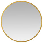 Aspire Home Accents - Bali Modern Round Wall Mirror, Gold, 24" - Featuring a classic round shape, this mirror is perfect for adding dimension and elegance to a living room, bedroom, or foyer. It also works well as a bathroom vanity mirror. Brushed gold or dark gray finishes are available for the sleek metal frame to create an alluring look for neutral or colored walls. The versatility of this piece lets you add it seamlessly to contemporary, mid-century, farmhouse, or French country interiors.