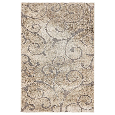Shag Rectangle Area Rug 4'x6' Vine Shag Collection, Wheat