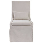 Uttermost - Uttermost Coley 23 x 40" White Linen Armless Chair - Simplistic In Form, This Casually Sophisticated Armless Chair Features A Tailored Off White Linen Blend Slipcover With A Plush Cushion Seat And Kidney Pillow For Added Comfort. Seat Height Is 20".