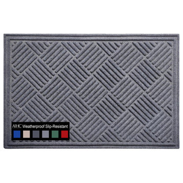 A1HC Superior Absorbant Polypropylene Doormat, Light Gray Checkered, 18"x30"