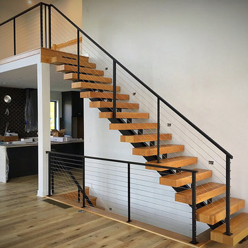 Floating Staircase with Cable Rail System