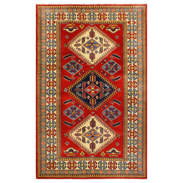 Antique Tribal Shirvan Brent Red/Beige Wool Rug - 4'4 x 6'6