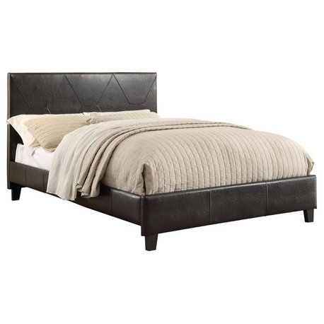 Lexicon DeLeon Modern Faux Leather California King Upholstery Bed in Dark Brown