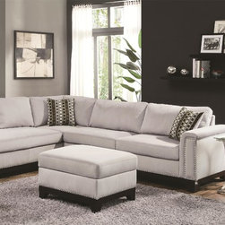 Coaster 3 Pieces Mason Sectional Set with Reversible Chaise Ottoman - Living Room Furniture Sets