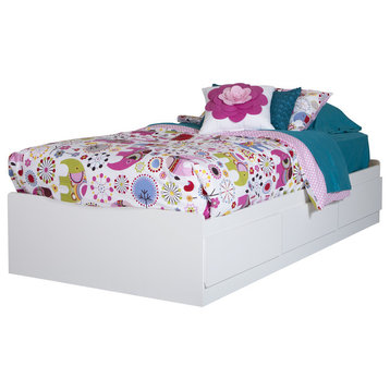 South Shore Logik Twin Mates Bed with 3 Drawers in Pure White