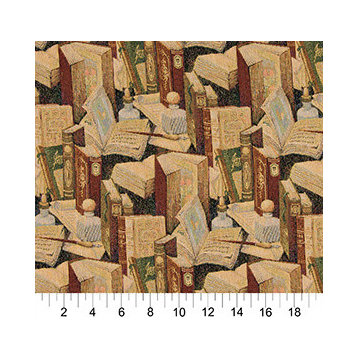Classic Books Writing Utensils Themed Tapestry Upholstery Fabric By The Yard