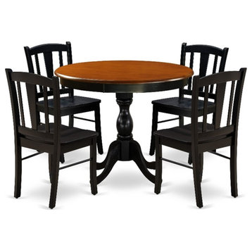 AMDL5-BCH-W - Kitchen Table and 4 Dining Room Chairs - Black Finish