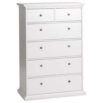 Pemberly Row Traditional 6 Drawer Engineered Wood Bedroom Chest in White
