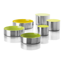 Stelton - Stelton Dot Bowl/Container Set - Yellow - Bathroom Canisters