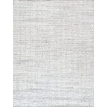 Pasargad Home Slate Hand-Loomed Silk and Wool Area Rug, 10' 0" X 14' 0"
