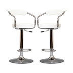 Diner Bar Stools Faux Leather Set of 2, White
