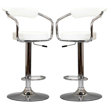 Diner Bar Stools Faux Leather Set of 2, White