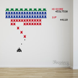 GIANT vinyl wall decal Retro Galaga like Arcade game with Space Invaders - Wall Decals