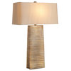 Ravi Gold One Light Table Lamp with Rectangular Taupe Sheer Shade