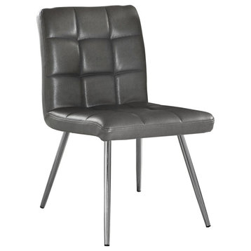 47" x 37" x 63" Grey Foam Metal Polyurethane Leather Look Dining Chairs 2pcs