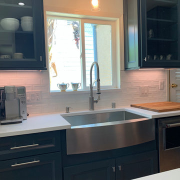 Stainless Farm Sink, KitchenAid Dishwasher w/ Glass Front.