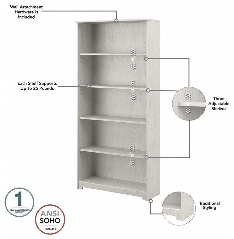 Scranton & Co Furniture Cabot L Shaped Desk with Hutch & Bookcase in ...
