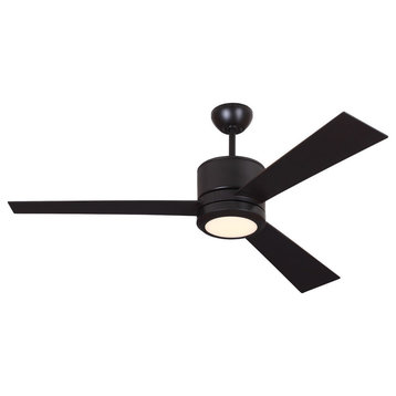 Visual Comfort Fan Vision 3 Blade LED Ceiling Fan, Brushed Steel, Oil Rubbed Bronze, 52.00