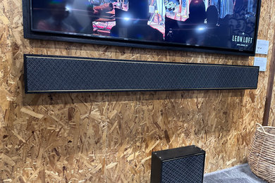 Inspiration for an eclectic home theater remodel in Denver