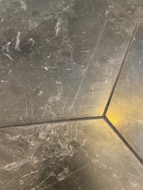 Scratched Travertine Floor Tile, Repair Travertine Floor Tile In A Kitchen
