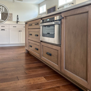Bright & Timeless Kitchen Reorientation with Fireplace Refresh