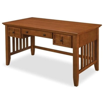 Bowery Hill Executive Desk Style 2-Drawer Wood Desk in Cottage Oak
