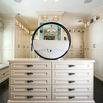 Custom Couture Master Closet in Winnetka Features Island w/Purse Display