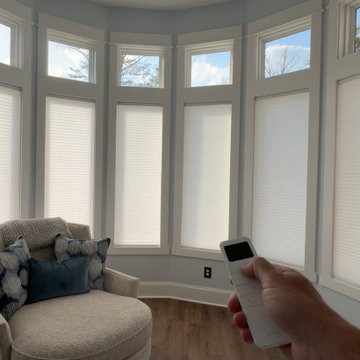 Motorized Cellular shades Lake Norman home in Mooresville NC