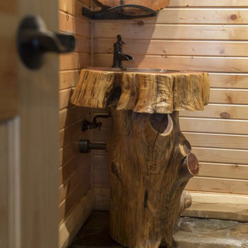 Custom Stump Vanity in large log home