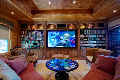 Photo of an expansive traditional home theatre in Los Angeles.